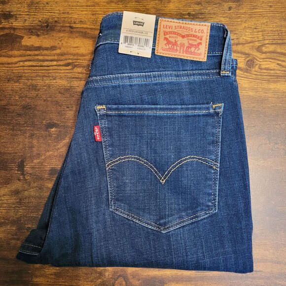Levi's Jeans Sz 28 Hyper Soft 721 High Rise Skinny Medium Dark Wash Stretch NWT - Picture 3 of 11